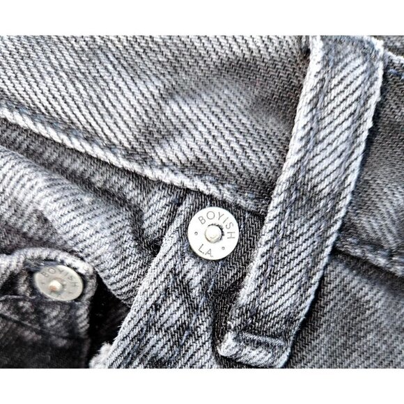 Boyish Tommy Jean Size 27 4 Black High Rise Straight Leg Button Fly Distressed - Picture 8 of 14